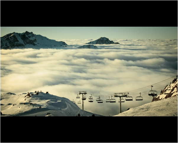 фотография альпы, облака, стул, лифт
